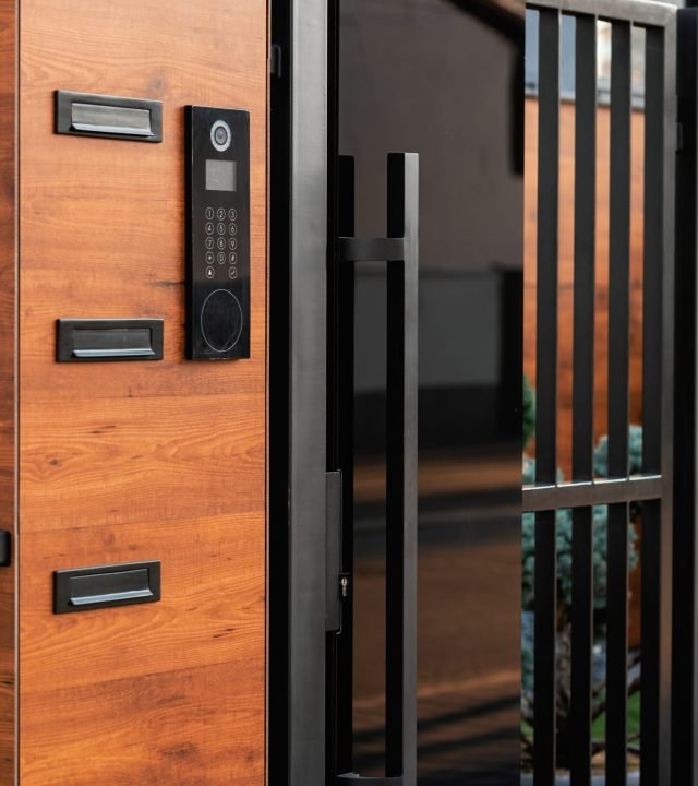 Intercom on a gate of an residential building.